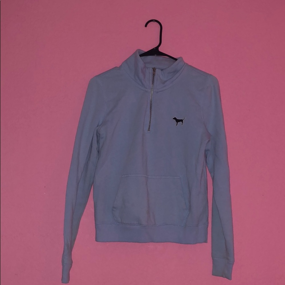 Light blue ‘pink’ sweatshirt half zipper